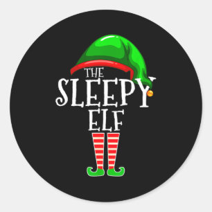 The Sleepy Elf Group Matching Family Christmas Gif Classic Round Sticker
