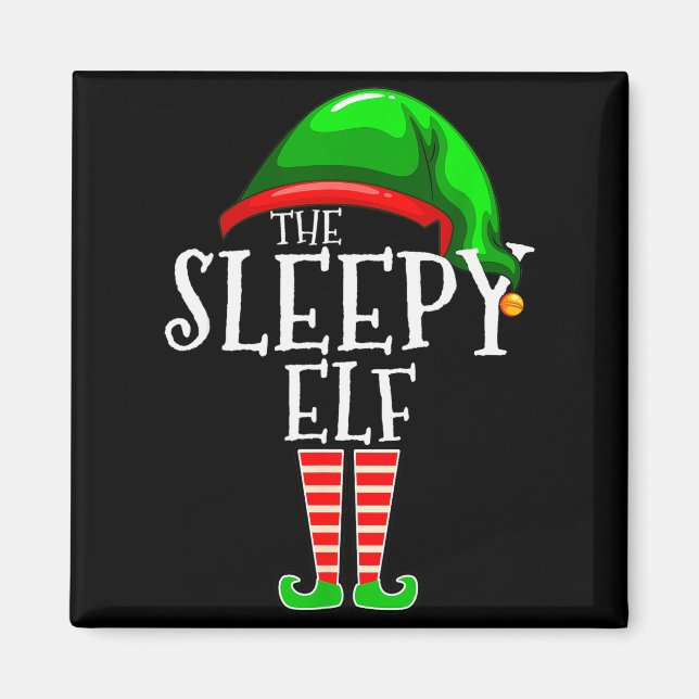 The Sleepy Elf Group Matching Family Christmas Gif Magnet (Front)