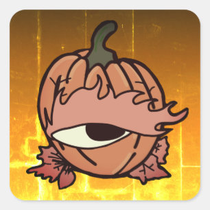 The Sleepy Eye of the Spooky Pumpkin Square Sticker