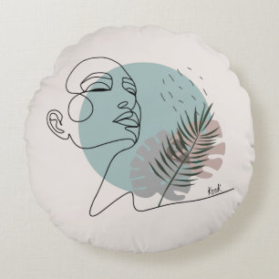 The sleepy-minimalist art dreamer round cushion