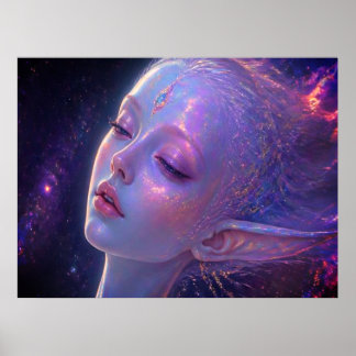 The Sleepy Young Terrestrial Girl In Space Wall Poster