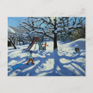 The slide in winter Bourg St Moritz Postcard