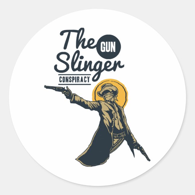 the slinger gun conspiracy classic round sticker (Front)