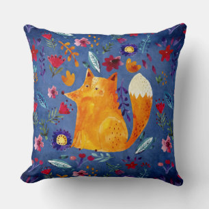 The Smart Fox in Flower Garden Cushion