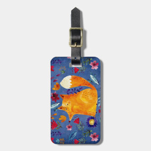 The Smart Fox in Flower Garden Luggage Tag