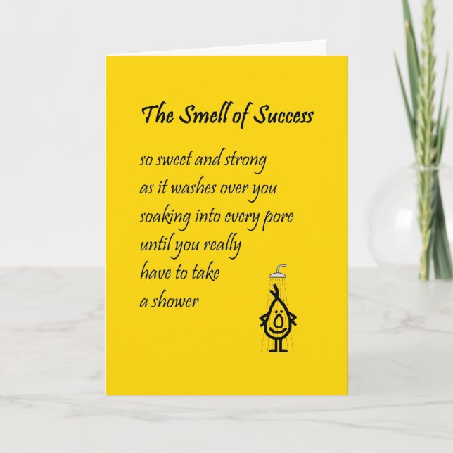 The Smell Of Success - funny congratulations poem Card (Front)