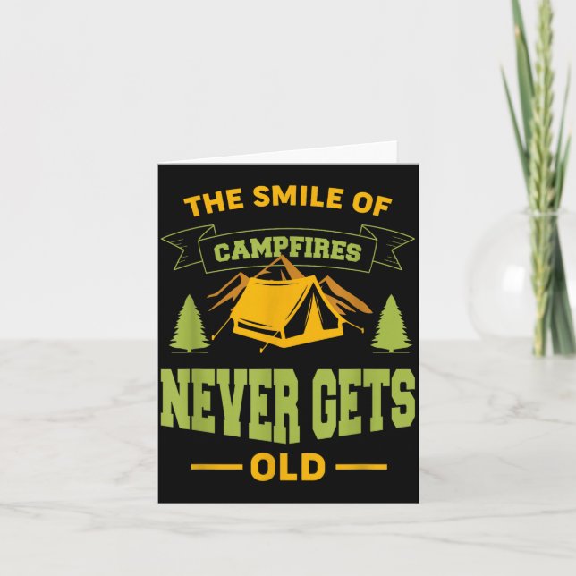 The smile of campfires gets oldc amping hiking card (Front)