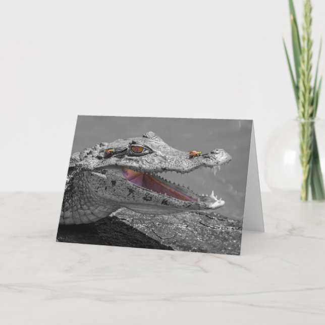 The smiling crocodile and the flies card (Front)