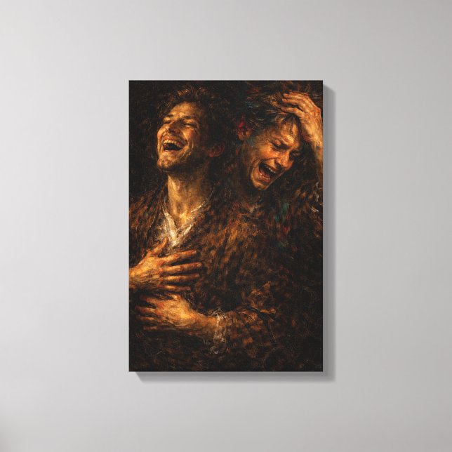 The Smiling Mask: Internal Anguish Portrait Canvas Print (Front)