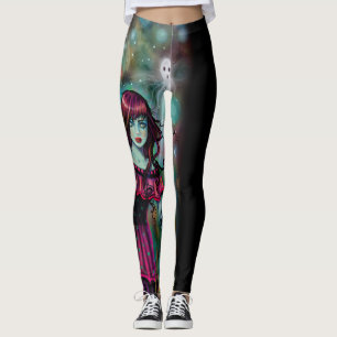 The Smiling Moon Halloween Fantasy Art Leggings