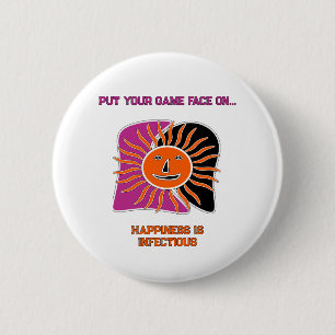 The smiling sun face magnet 6 cm round badge