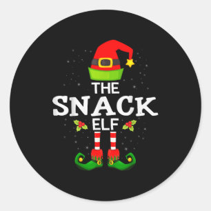 The Snack Elf Christmas Family Matching Pajama  Classic Round Sticker