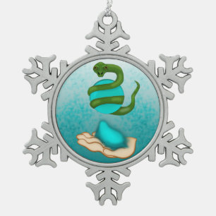 The Snake Snowflake Pewter Christmas Ornament