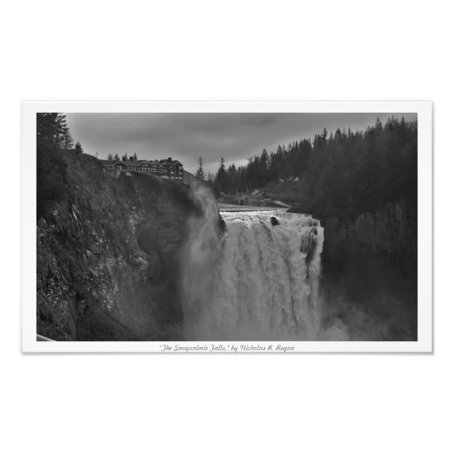"The Snoqualmie Falls" Black and White Photo Print (Front)
