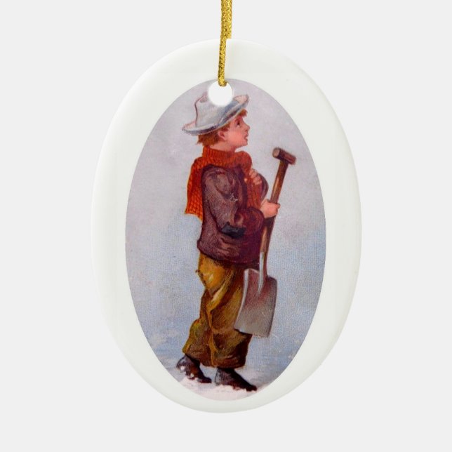 The Snow Shoveler Ceramic Tree Decoration (Front)