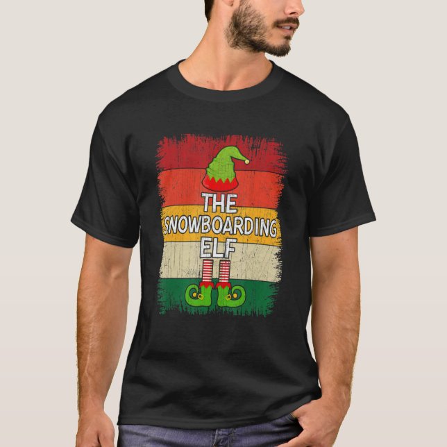 The Snowboarding Elf Matching Group Christmas Part T-Shirt (Front)