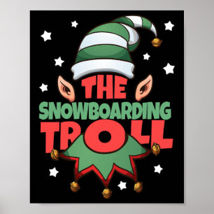 The Snowboarding Troll Funny Christmas Pajama - Sn Poster