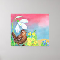 The snowdrop and the wren bird summon the spring 