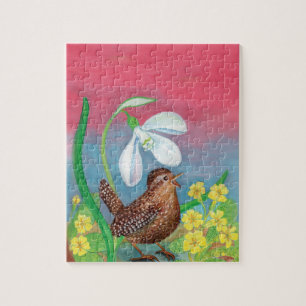 The snowdrop and the wren bird summon the spring jigsaw puzzle