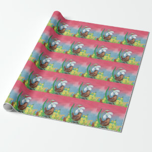 The snowdrop and the wren bird summon the spring wrapping paper