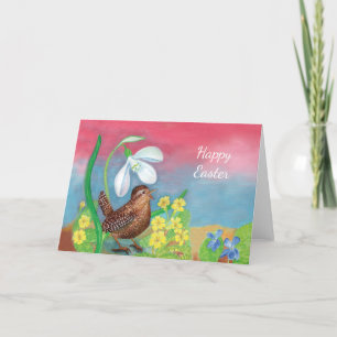 The snowdrop & the wren bird  holiday card