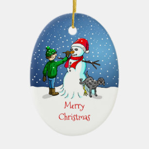 The Snowman, boy and dog on a Christmas Ornaments