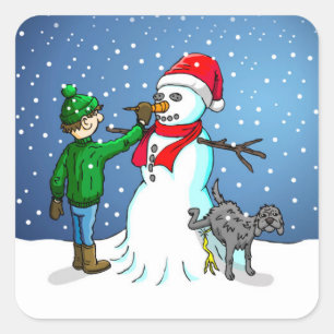 The Snowman, boy and dog on a Sticker