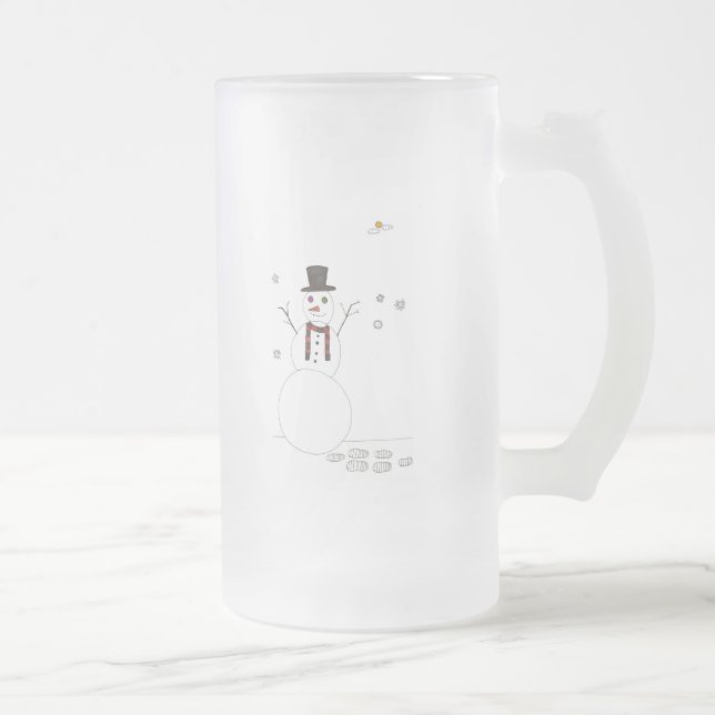 The snowman frosted glass beer mug (Right)