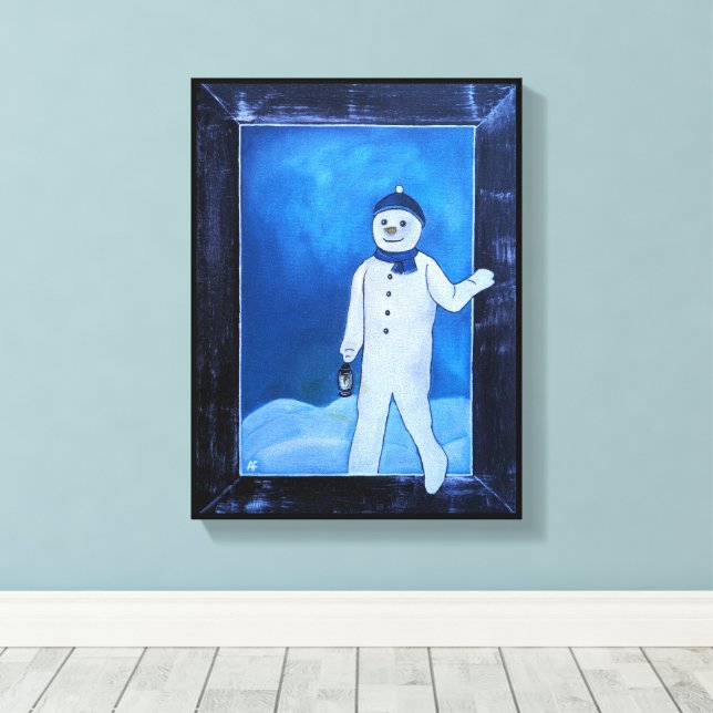The Snowman's Escape Painting by Alfred Fox Canvas Print (Insitu(Wood Floor))