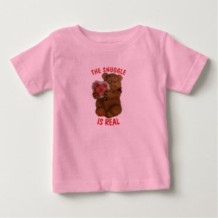 The Snuggle is Real  Bear and Heart Baby T-Shirt