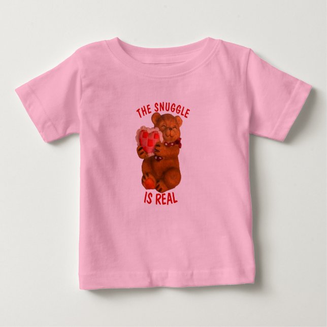 The Snuggle is Real  Bear With Heart Baby T-Shirt (Front)