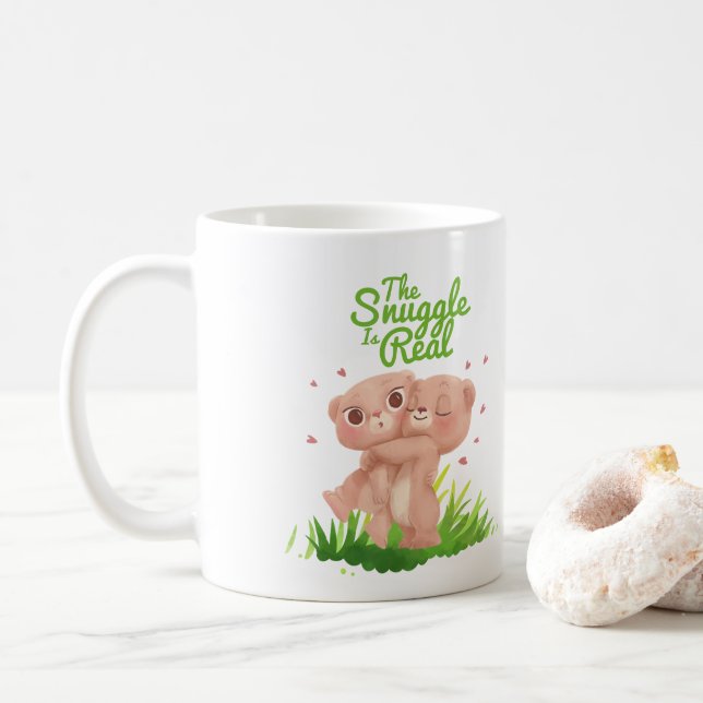 The Snuggle is Real Cute Bear Hugs Coffee Mug (With Donut)