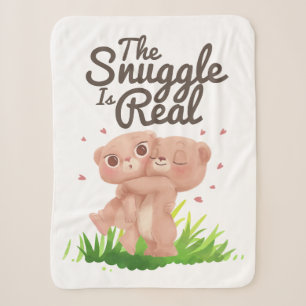 The Snuggle is Real Cute Bear Hugs Sherpa Blanket