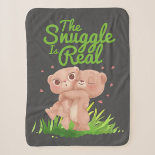 The Snuggle is Real Cute Bear Hugs Sherpa Blanket