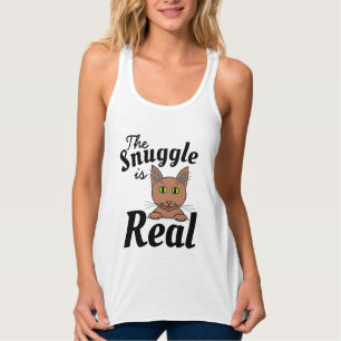 The Snuggle is Real Cute Funny Cat T-Shirt Singlet