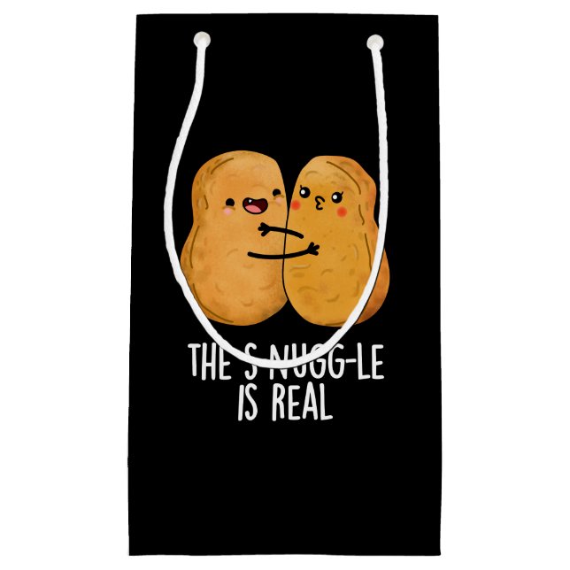 The Snuggle Is Real Funny Nugget Pun Dark BG Small Gift Bag (Front)