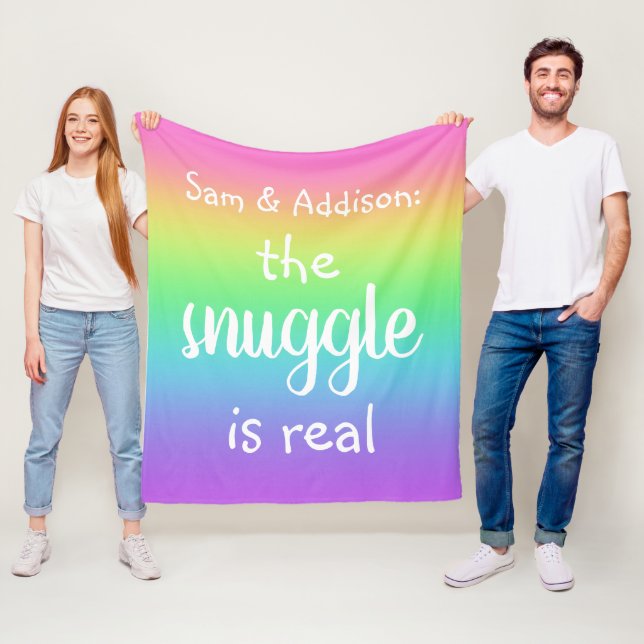 The Snuggle is Real Personalised Rainbow Blanket (In Situ)
