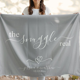The Snuggle is Real Two Hearts Scripty Sherpa Blanket