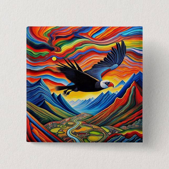 The soaring Condor 15 Cm Square Badge (Front)