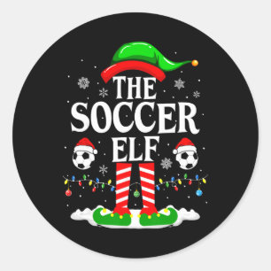 The Soccer Elf Funny Family Christmas Soccer Classic Round Sticker