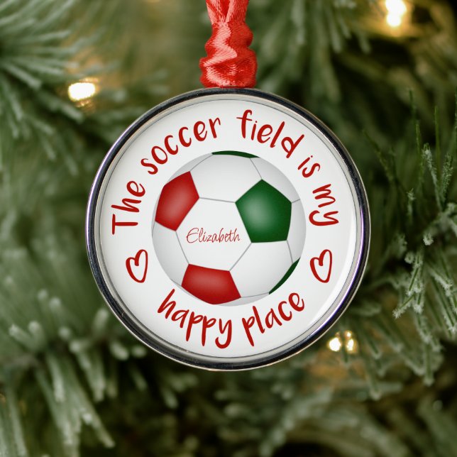 the soccer field is my happy place metal tree decoration (Tree)