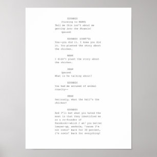 The Social Network screenplay scene Poster