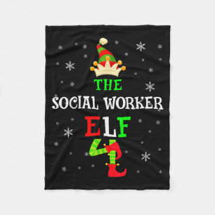 The Social Worker Elf Christmas Elf Matching Famil Fleece Blanket
