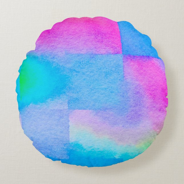 The soft Art nice Colour splashes. Surface design  Round Cushion (Front)
