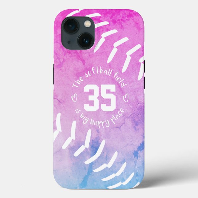 the softball field is my happy place Case-Mate iPhone case (Back)