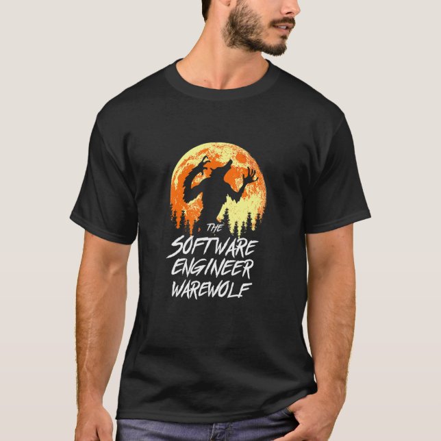 The Software Engineer Werewolf Halloween Developer T-Shirt (Front)