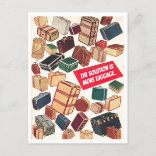 "The Solution Is More Luggage" Vintage Travel Postcard