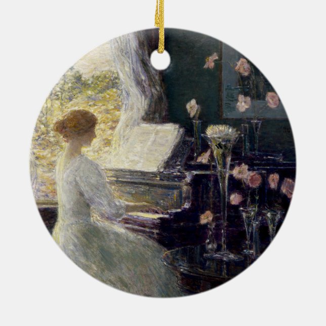 The Sonata by Frederick Childe Hassam Ceramic Tree Decoration (Back)