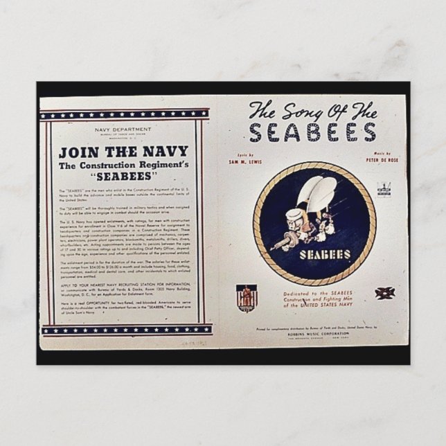 The Song Of The Seabees Postcard (Front)