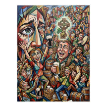 The Soul of Ireland: Cubist Pub & Celtic Cross Art